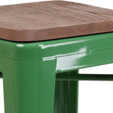 English Elm EE1557 Industrial Commercial Grade Metal/Wood Colorful Restaurant Barstool Green EEV-12513