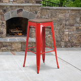 English Elm EE1557 Industrial Commercial Grade Metal/Wood Colorful Restaurant Barstool Red EEV-12515