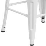 English Elm EE1557 Industrial Commercial Grade Metal/Wood Colorful Restaurant Barstool White EEV-12517