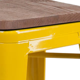 English Elm EE1557 Industrial Commercial Grade Metal/Wood Colorful Restaurant Barstool Yellow EEV-12518