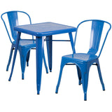 English Elm EE1560 Contemporary Commercial Grade Metal Colorful Table and Chair Set Blue EEV-12530