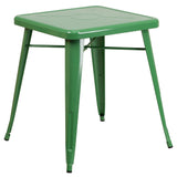 English Elm EE1560 Contemporary Commercial Grade Metal Colorful Table and Chair Set Green EEV-12532