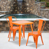 English Elm EE1560 Contemporary Commercial Grade Metal Colorful Table and Chair Set Orange EEV-12533