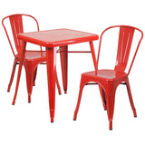 English Elm EE1560 Contemporary Commercial Grade Metal Colorful Table and Chair Set Red EEV-12534