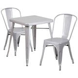 English Elm EE1560 Contemporary Commercial Grade Metal Colorful Table and Chair Set Silver EEV-12535