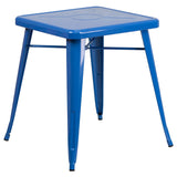 English Elm EE1563 Contemporary Commercial Grade Metal Colorful Restaurant Table Blue EEV-12550