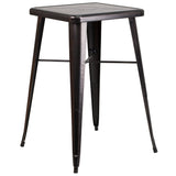 English Elm EE1566 Contemporary Commercial Grade Metal Colorful Bar Table and Stool Set Black-Antique Gold EEV-12564