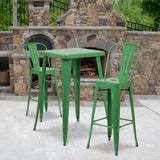 English Elm EE1566 Contemporary Commercial Grade Metal Colorful Bar Table and Stool Set Green EEV-12565