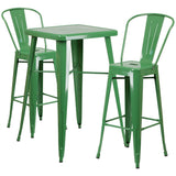 English Elm EE1566 Contemporary Commercial Grade Metal Colorful Bar Table and Stool Set Green EEV-12565