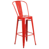 English Elm EE1566 Contemporary Commercial Grade Metal Colorful Bar Table and Stool Set Red EEV-12567