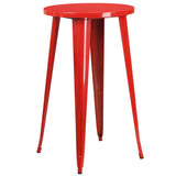 English Elm EE1590 Contemporary Commercial Grade Metal Colorful Bar Table and Stool Set Red EEV-12662