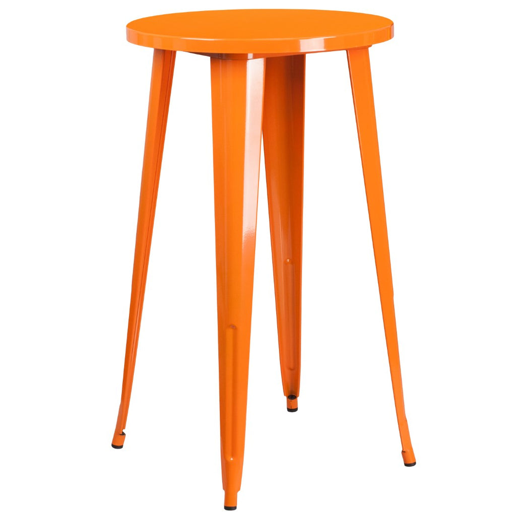 English Elm EE1591 Industrial Commercial Grade Metal Colorful Bar Table and Stool Set Orange EEV-12669