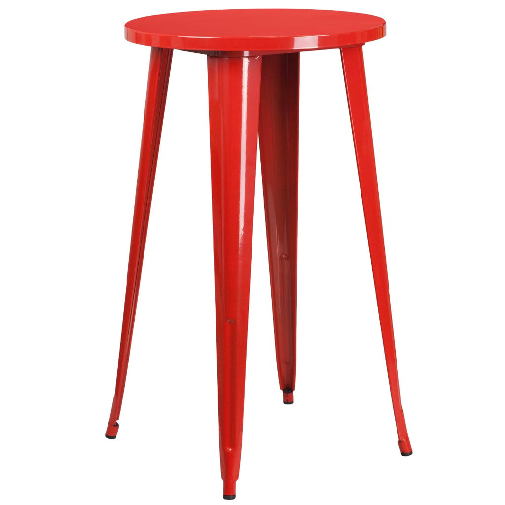 English Elm EE1591 Industrial Commercial Grade Metal Colorful Bar Table and Stool Set Red EEV-12670