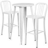 English Elm EE1591 Industrial Commercial Grade Metal Colorful Bar Table and Stool Set White EEV-12672