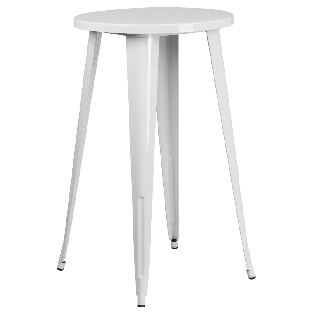 English Elm EE1591 Industrial Commercial Grade Metal Colorful Bar Table and Stool Set White EEV-12672