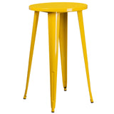 English Elm EE1591 Industrial Commercial Grade Metal Colorful Bar Table and Stool Set Yellow EEV-12673