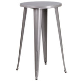 English Elm EE1592 Contemporary Commercial Grade Metal Colorful Bar Table and Stool Set Silver EEV-12679