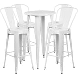 English Elm EE1592 Contemporary Commercial Grade Metal Colorful Bar Table and Stool Set White EEV-12680