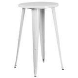 English Elm EE1592 Contemporary Commercial Grade Metal Colorful Bar Table and Stool Set White EEV-12680
