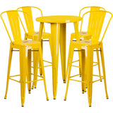 English Elm EE1592 Contemporary Commercial Grade Metal Colorful Bar Table and Stool Set Yellow EEV-12681