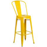 English Elm EE1592 Contemporary Commercial Grade Metal Colorful Bar Table and Stool Set Yellow EEV-12681