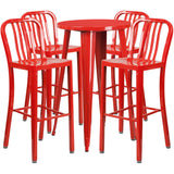 English Elm EE1594 Industrial Commercial Grade Metal Colorful Bar Table and Stool Set Red EEV-12694