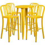 English Elm EE1594 Industrial Commercial Grade Metal Colorful Bar Table and Stool Set Yellow EEV-12697