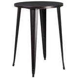 English Elm EE1607 Contemporary Commercial Grade Metal Colorful Bar Table and Stool Set Black-Antique Gold EEV-12780