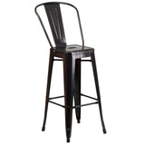 English Elm EE1607 Contemporary Commercial Grade Metal Colorful Bar Table and Stool Set Black-Antique Gold EEV-12780