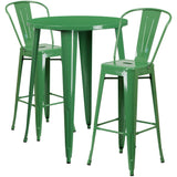 English Elm EE1607 Contemporary Commercial Grade Metal Colorful Bar Table and Stool Set Green EEV-12781