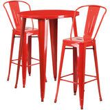 English Elm EE1607 Contemporary Commercial Grade Metal Colorful Bar Table and Stool Set Red EEV-12783