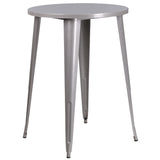 English Elm EE1607 Contemporary Commercial Grade Metal Colorful Bar Table and Stool Set Silver EEV-12784