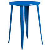 English Elm EE1610 Contemporary Commercial Grade Metal Colorful Bar Table and Stool Set Blue EEV-12806