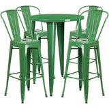 English Elm EE1610 Contemporary Commercial Grade Metal Colorful Bar Table and Stool Set Green EEV-12808