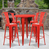 English Elm EE1610 Contemporary Commercial Grade Metal Colorful Bar Table and Stool Set Red EEV-12810