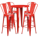 English Elm EE1610 Contemporary Commercial Grade Metal Colorful Bar Table and Stool Set Red EEV-12810