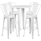 English Elm EE1610 Contemporary Commercial Grade Metal Colorful Bar Table and Stool Set White EEV-12812