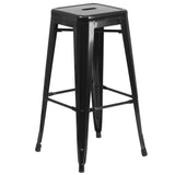 English Elm EE1612 Contemporary Commercial Grade Metal Colorful Bar Table and Stool Set Black EEV-12816