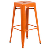 English Elm EE1612 Contemporary Commercial Grade Metal Colorful Bar Table and Stool Set Orange EEV-12820
