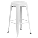 English Elm EE1612 Contemporary Commercial Grade Metal Colorful Bar Table and Stool Set White EEV-12823