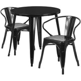 English Elm EE1614 Contemporary Commercial Grade Metal Colorful Table and Chair Set Black EEV-12834