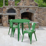 English Elm EE1614 Contemporary Commercial Grade Metal Colorful Table and Chair Set Green EEV-12837