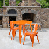 English Elm EE1614 Contemporary Commercial Grade Metal Colorful Table and Chair Set Orange EEV-12838