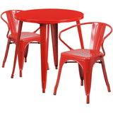 English Elm EE1614 Contemporary Commercial Grade Metal Colorful Table and Chair Set Red EEV-12839