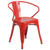 English Elm EE1614 Contemporary Commercial Grade Metal Colorful Table and Chair Set Red EEV-12839