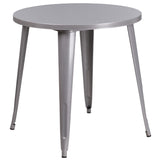 English Elm EE1614 Contemporary Commercial Grade Metal Colorful Table and Chair Set Silver EEV-12840