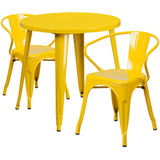 English Elm EE1614 Contemporary Commercial Grade Metal Colorful Table and Chair Set Yellow EEV-12842