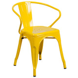 English Elm EE1614 Contemporary Commercial Grade Metal Colorful Table and Chair Set Yellow EEV-12842
