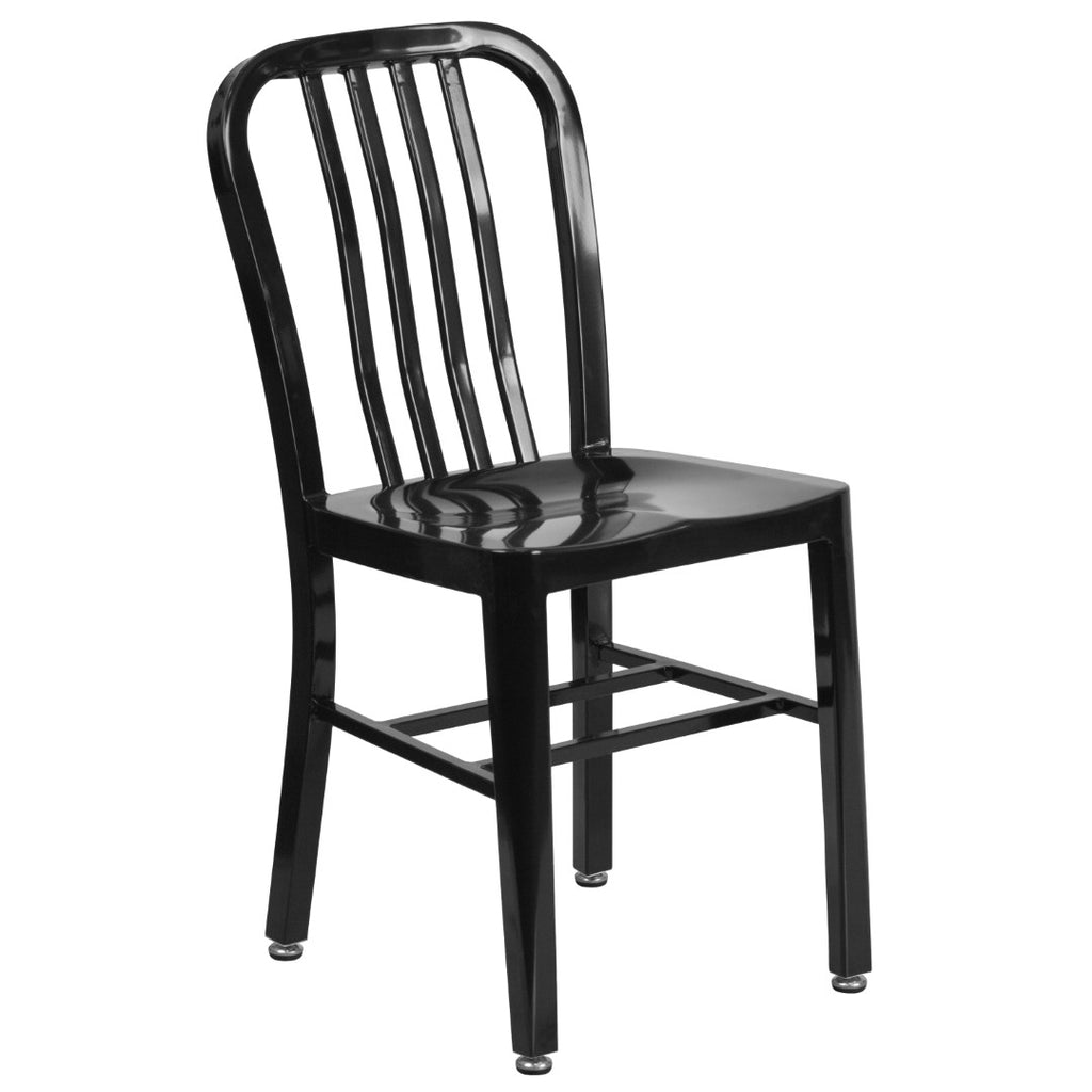 English Elm EE1619 Industrial Commercial Grade Metal Colorful Table and Chair Set Black EEV-12879