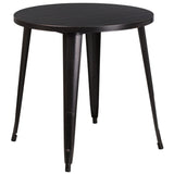 English Elm EE1619 Industrial Commercial Grade Metal Colorful Table and Chair Set Black-Antique Gold EEV-12881